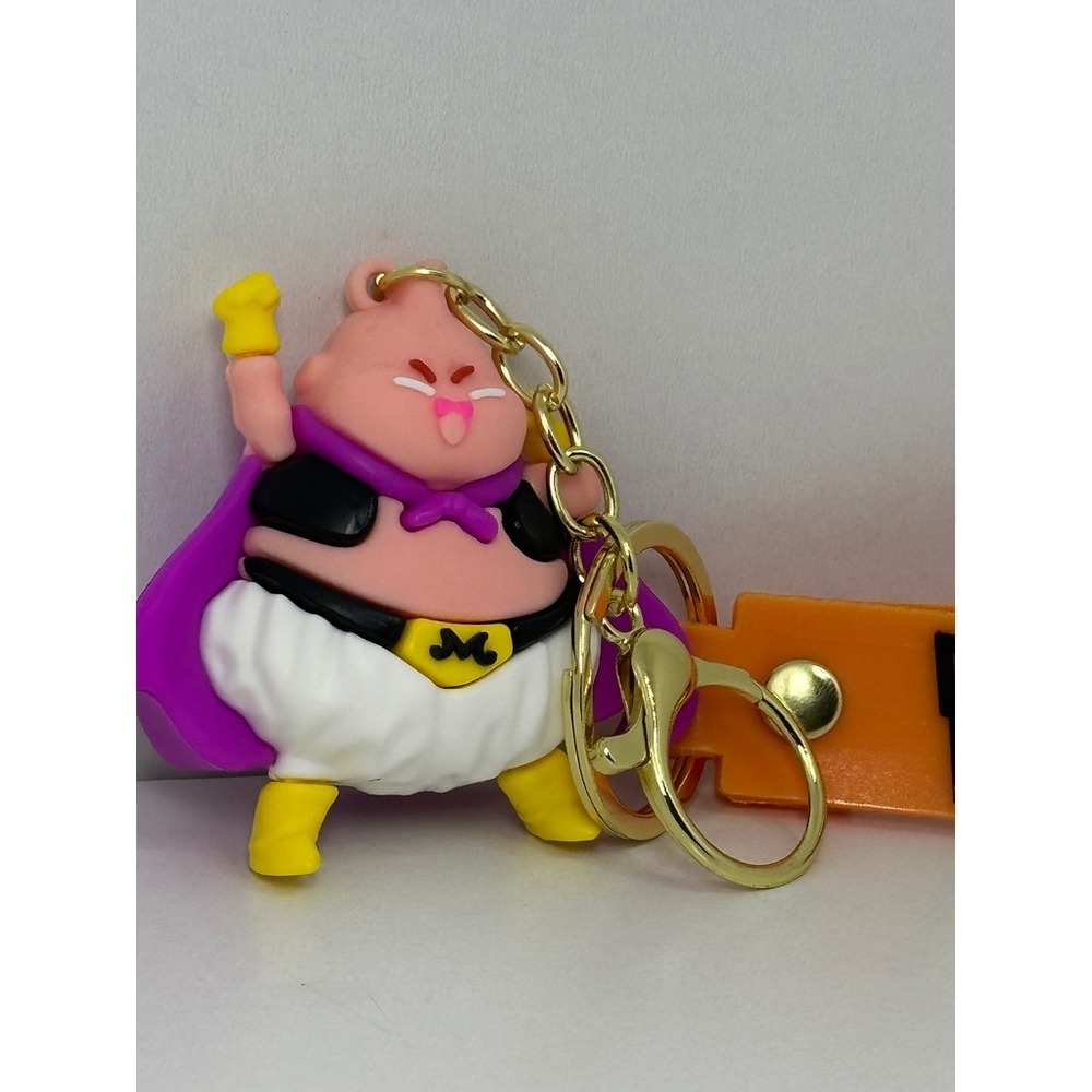 Dragon Ball Z Majin Buu Rubber Keychain Pink Fat Buu Figure with Orange Strap - Picture 3 of 6